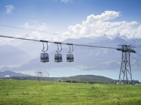 An image of the cable railway at Beatenberg Switzerlandの写真素材