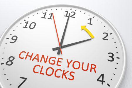 An image of a nice clock with text change your clocks