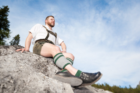 A traditional bavarian man in the natureの写真素材