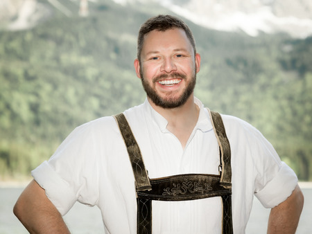 A traditional bavarian man in the natureの写真素材