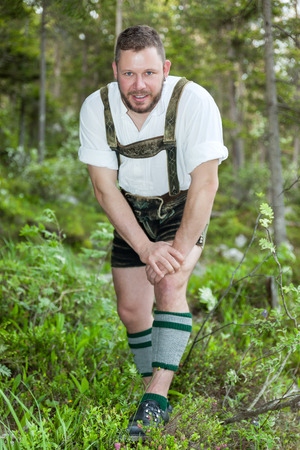 A traditional bavarian man in the natureの写真素材