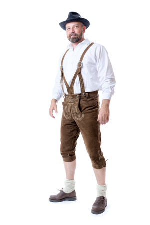 An image of a traditional bavarian man isolated on a white backgroundの写真素材