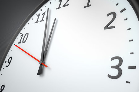 A nice clock at the dark wall with copy space