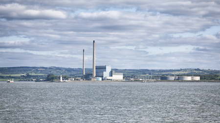 The energy plant Tarbert at the Shannon River Irelandのeditorial素材