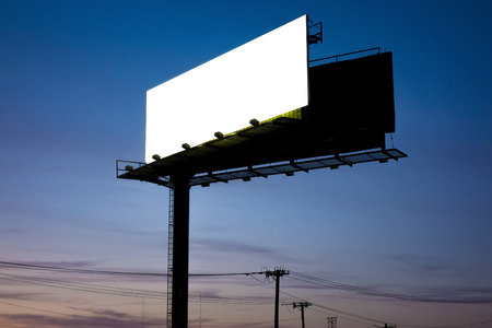 An image of a billboard by nightの写真素材