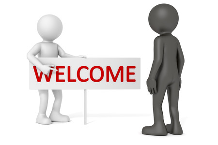 An image of a black and a white man meetingの写真素材