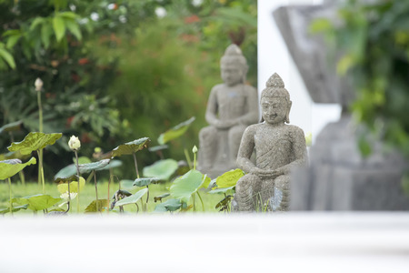 An image of a buddha statue in the gardenの写真素材