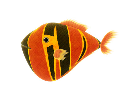 2D illustration cartoon of a cute red yellow fish