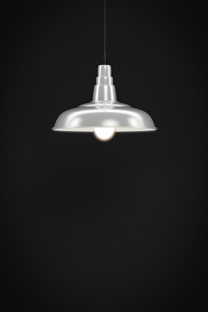 3d rendering of a white lamp in front of a dark wall with space for your contentの写真素材