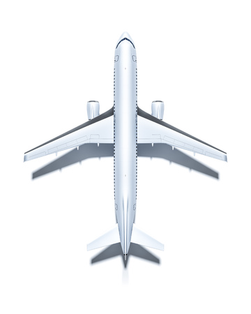 3d rendering of an airplane from above isolated on whiteの写真素材