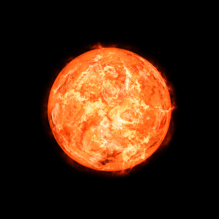 2d illustration of a red sun in spaceの写真素材
