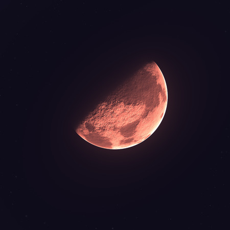 2d illustration of a red moon risingの写真素材