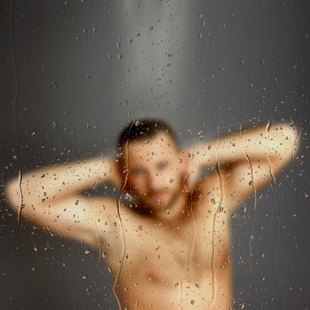 An image of a man in the showerの写真素材