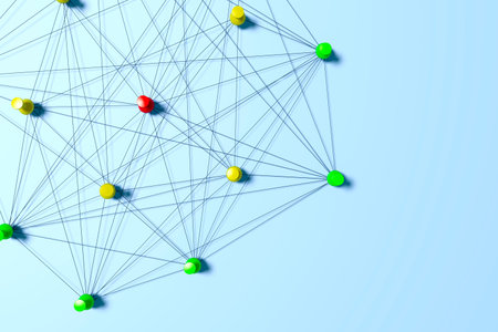 3d rendering of a network with pins