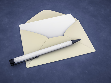 3d rendering of an envelope with a blank letterの写真素材