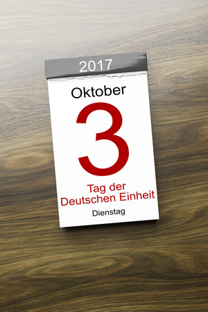3d rendering of a calendar the 3rd of October Day of German unity text in german languageの写真素材