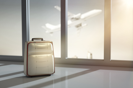 3d rendering of a forgotten luggage at the airportの写真素材