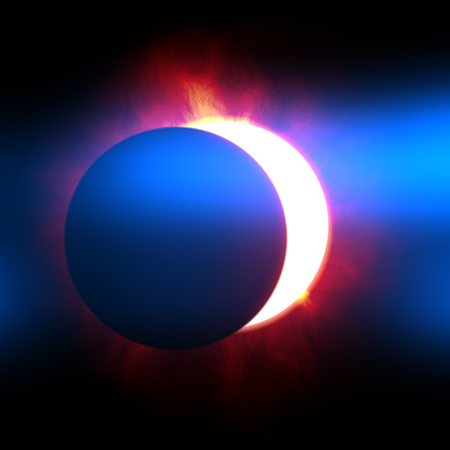 illustration of the beginning of a solar eclipseの写真素材