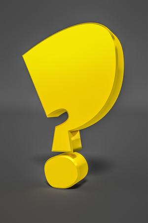 3d illustration of a stylish yellow question markの写真素材