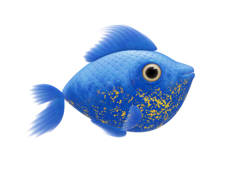 Illustration cartoon of a cute blue fishの写真素材