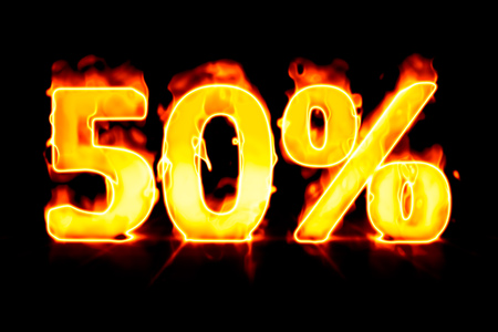 An illustration of a fire sale 50%の写真素材