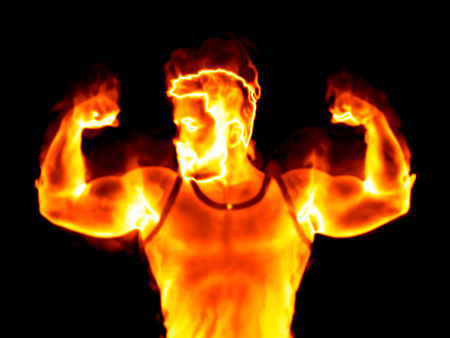 An illustration of a burning strong manの写真素材