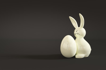 3d illustration of a white easter bunny figure with space for your messageの写真素材