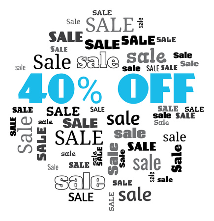 Illustration of a 40 percent sale text cloudの写真素材