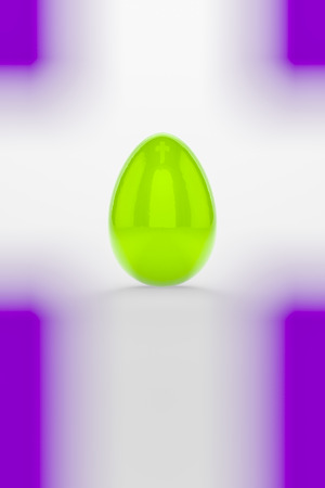 3d illustration of a green easter egg on white backgroundの写真素材