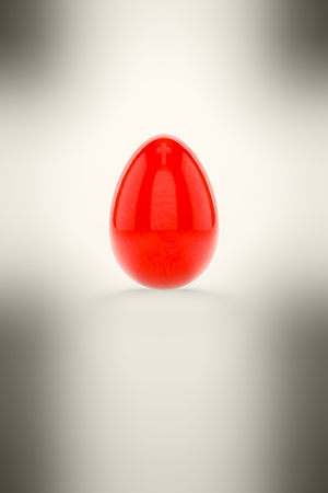 3d illustration of a red easter egg on white backgroundの写真素材