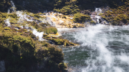 An image of a volcanic lake at waimangu new zealandの写真素材