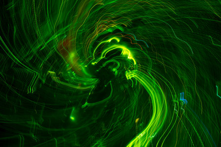 An image of green moving lights background