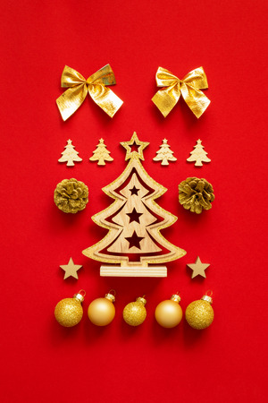 An image of Christmas decoration on redの写真素材