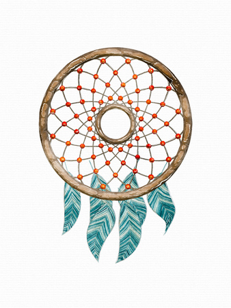Illustration of an dream catcher watercolor paintingの写真素材