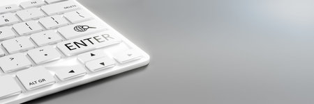 A typical computer keyboard white details 3d illustration