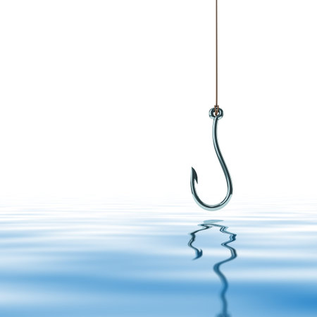 a fishing hook over water background 3d illustration