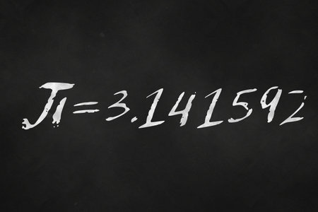 An illustration of the number pi written on a chalkboard