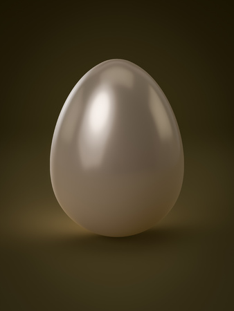 A shiny white egg isolated 3D illustrationの写真素材