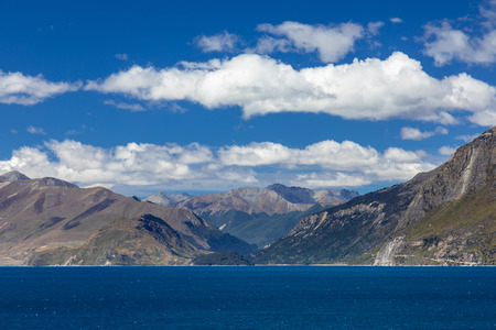An image of the lake Wanaka; New Zealand south islandの写真素材