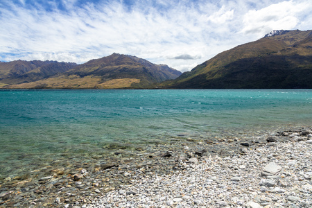 An image of the lake Wanaka; New Zealand south islandの写真素材