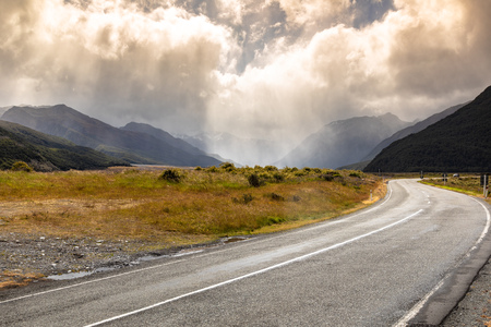 An image of a dramatic landscape scenery Arthur's pass in south New Zealandの写真素材