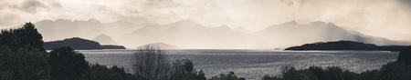 An image of a rainy day at Lake Te Anau, New Zealandの写真素材