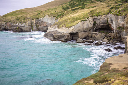 An image of the Tunnel Beach in New Zealandの写真素材