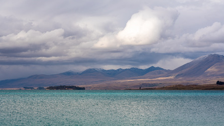 An image of the turquoise Lake Tekapo in New Zealandの写真素材