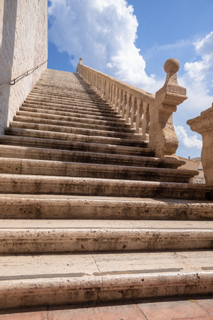 An image of a stairway to heaven Assisi in Italyの写真素材