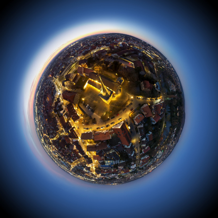 An image of a little planet of Sindelfingen by nightの写真素材