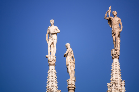 An image of the beautiful statue at Cathedral Milan Italyの写真素材