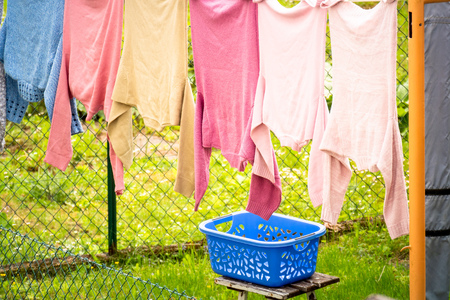 An image of some laundry on the clotheslineの写真素材