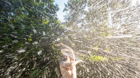 An image of a water battle at the summer lake