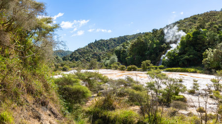 An image of a volcanic activities at waimangu new zealand